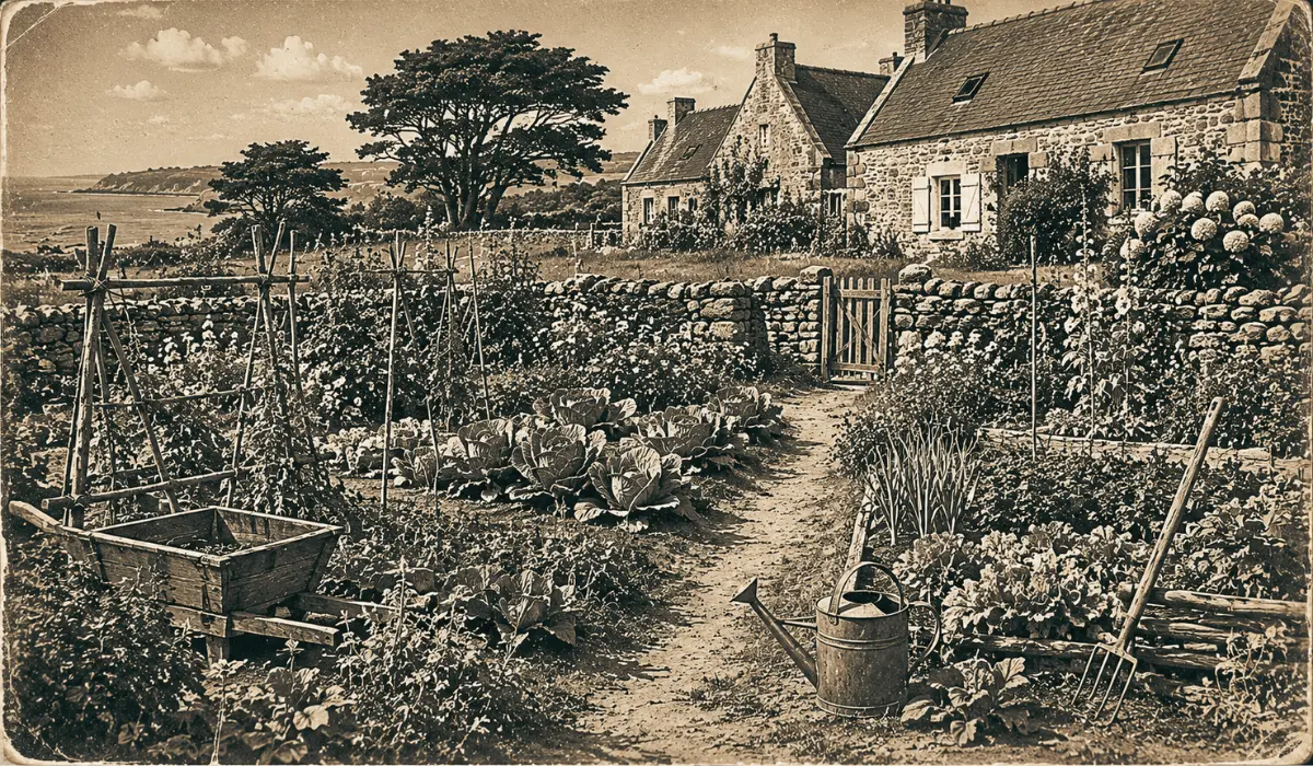 Un potager en Bretagne de l'ancien temps